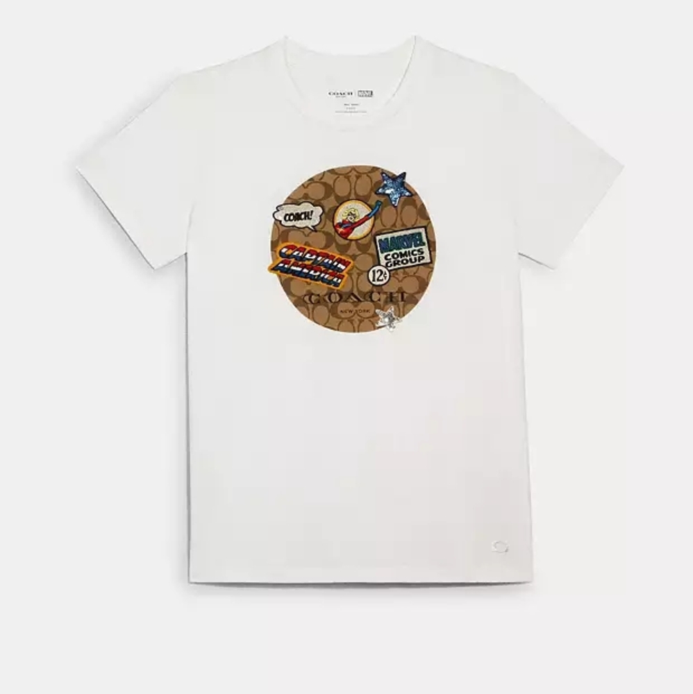 [SOLD] Coach Marvel Signature Patch T Shirt #1552 (Size: S)